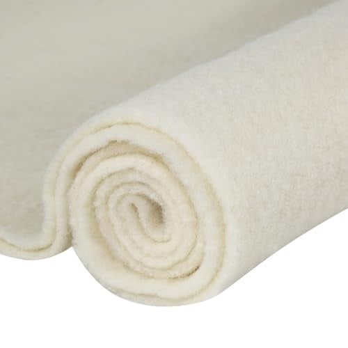 FINDUFA 12" x 39" Wool Felt Fabric, Pure Merino Felt Fabric for Sewing DIY Wool Felt Craft Needle Felting Wet Felting Handmade Home Liners Weaving Beige - Image 1