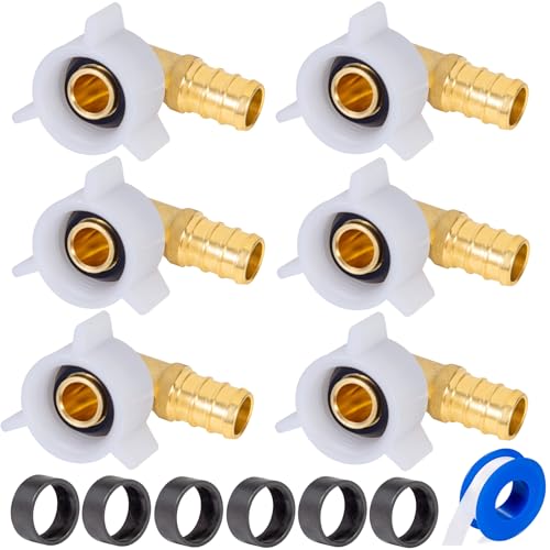 Breezliy PEX 1/2" x 1/2" NPT Female Threaded Swivel Elbow NPSM Brass Crimp Fittings, Pex Fittings 1/2 inch 90 Degree Swivel Female Adapter For RV Pex Faucet Connector(6PCS 1/2" Elbow) - Image 1