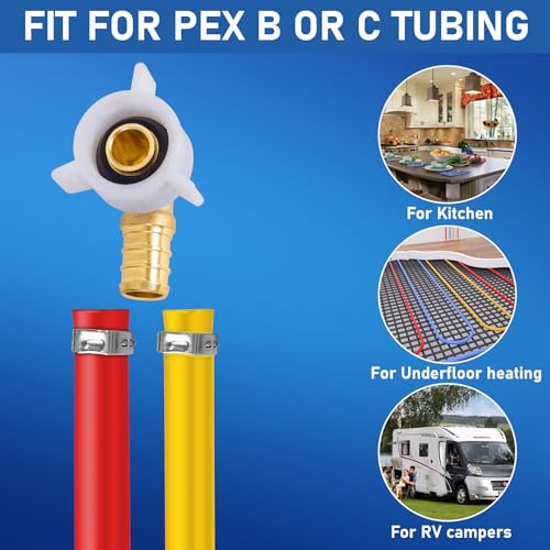 Breezliy PEX 1/2" x 1/2" NPT Female Threaded Swivel Elbow NPSM Brass Crimp Fittings, Pex Fittings 1/2 inch 90 Degree Swivel Female Adapter For RV Pex Faucet Connector(6PCS 1/2" Elbow) - Image 4