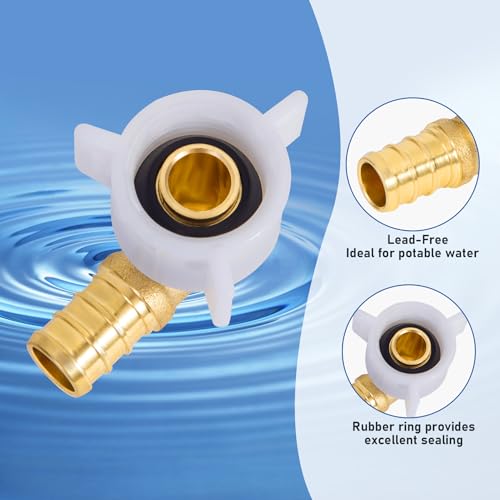 Breezliy PEX 1/2" x 1/2" NPT Female Threaded Swivel Elbow NPSM Brass Crimp Fittings, Pex Fittings 1/2 inch 90 Degree Swivel Female Adapter For RV Pex Faucet Connector(6PCS 1/2" Elbow) - Image 2