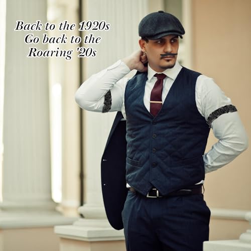 Foaincore 1920s Mens Costume Accessories Set Roaring 20s Costume Vest Vintage Pocket Watch Pre Tied Bow TieXLargeBlack - Image 3