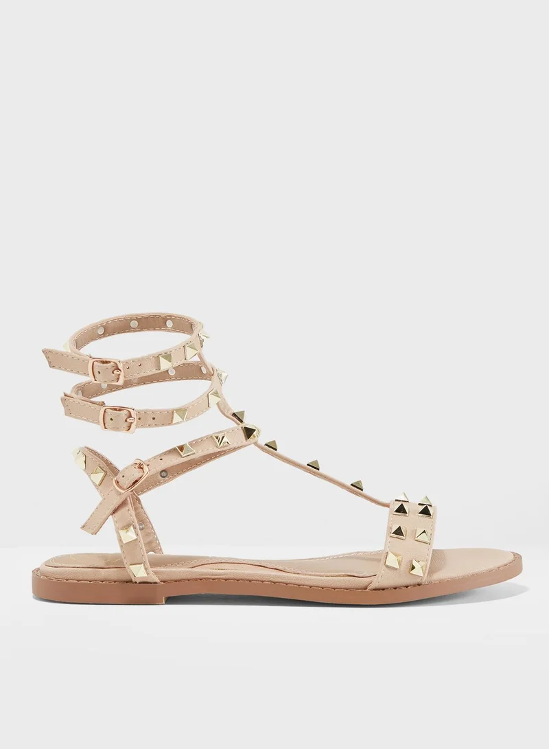 Missguided Stud Flat Sandal