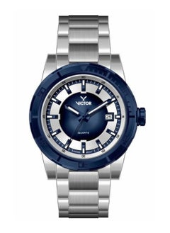 Victor Men analog quartz Silver Stainless Steel Band Watch  - Image 1