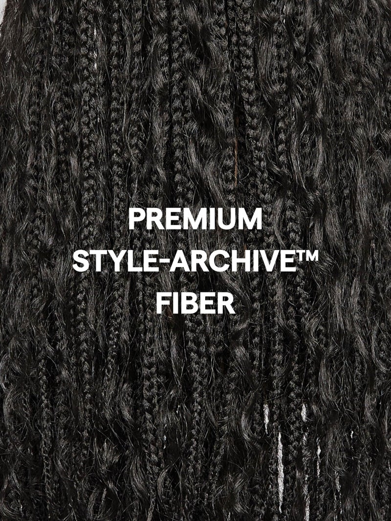 GORGIUS Goddess Braided Headband Wig with Curly Hair Black Synthetic Box Braid Wig with Head Band Attached Knotless Ready to Go Glueless Braiding Hair Wig For Women - Image 4