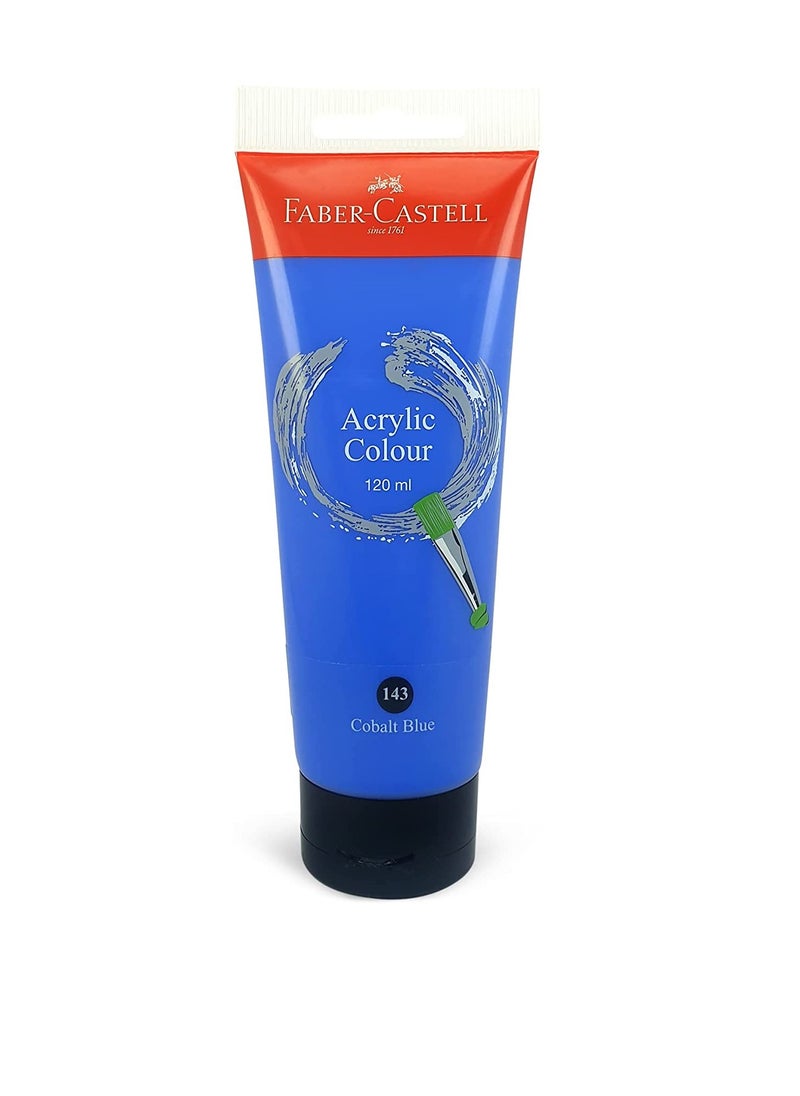 FABER-CASTELL - Faber-Castell Acrylic Colour Paint 120 ml Tube Cobalt Blue - Image 1