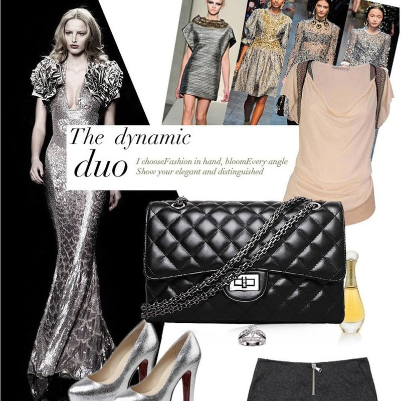 Quilted crossbody bag for everyday use, faux leather, black, lightweight and spacious with secure zip closure - Image 4