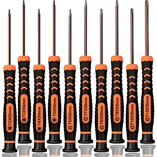 TECKMAN Torx Screwdriver Set of T2-T15, TECKMAN 10-Piece Magnetic Small Torx Security Screwdrivers with T2 T3 T4 T5 T6 T7 T8 T9 T10 T15 Star Screwdriver Tool Kit for Xbox,PS3,PS4,Knife,Computer & Other Device - Image 1