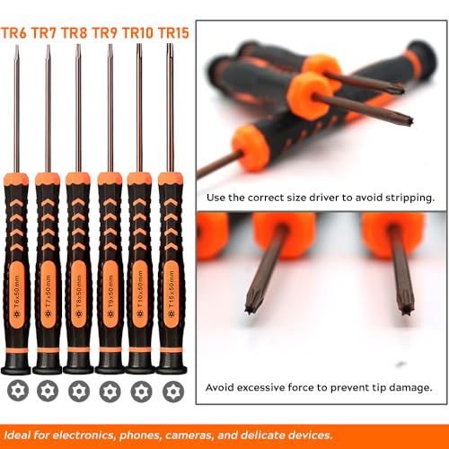 TECKMAN Torx Screwdriver Set of T2-T15, TECKMAN 10-Piece Magnetic Small Torx Security Screwdrivers with T2 T3 T4 T5 T6 T7 T8 T9 T10 T15 Star Screwdriver Tool Kit for Xbox,PS3,PS4,Knife,Computer & Other Device - Image 3