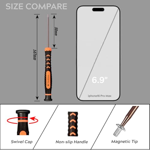 TECKMAN Torx Screwdriver Set of T2-T15, TECKMAN 10-Piece Magnetic Small Torx Security Screwdrivers with T2 T3 T4 T5 T6 T7 T8 T9 T10 T15 Star Screwdriver Tool Kit for Xbox,PS3,PS4,Knife,Computer & Other Device - Image 2