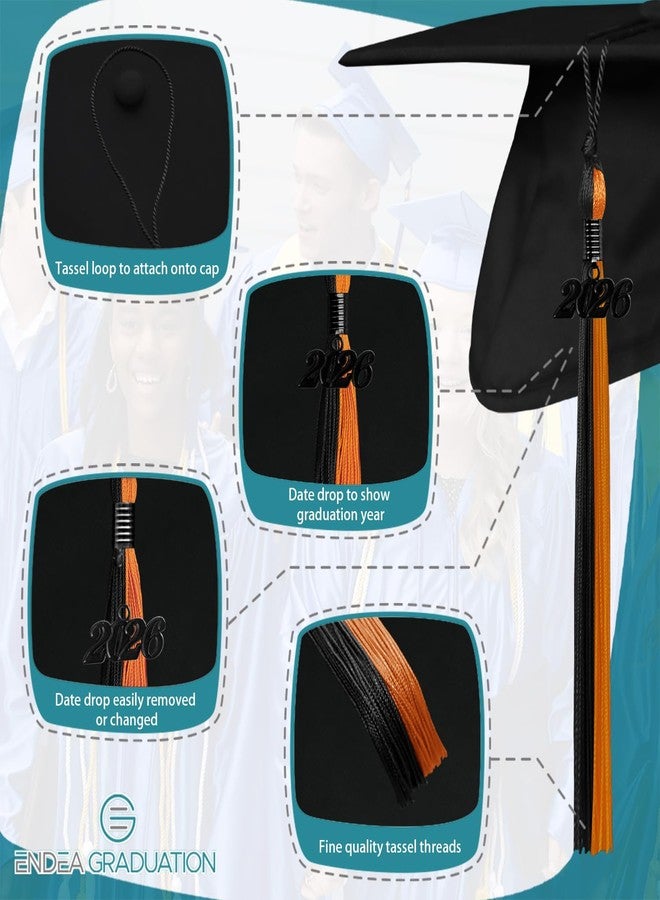 Endea Graduation Double Color Tassel with Black Date Drop (Black/Orange, 2026) - Image 3