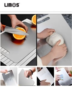 LIMOS 304 Stainless Steel Cutting Board For Kitchen,Meat,Fruit,Pastry,Pizza,Cheese,Vegetable Metal Cutting Board,meat Cutting Board For Anti-skid Double Side,Dough Board（34 * 24cm）  - Image 2