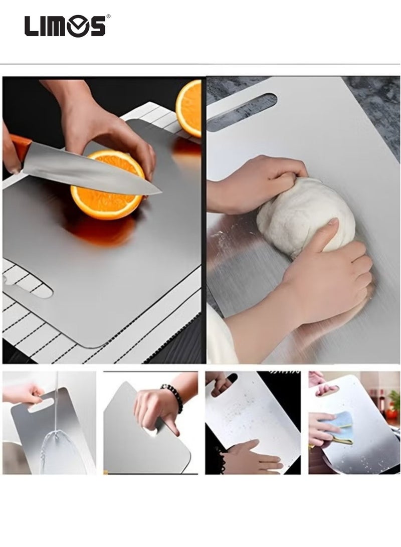 LIMOS 304 Stainless Steel Cutting Board For Kitchen,Meat,Fruit,Pastry,Pizza,Cheese,Vegetable Metal Cutting Board,meat Cutting Board For Anti-skid Double Side,Dough Board（34 * 24cm）  - Image 2