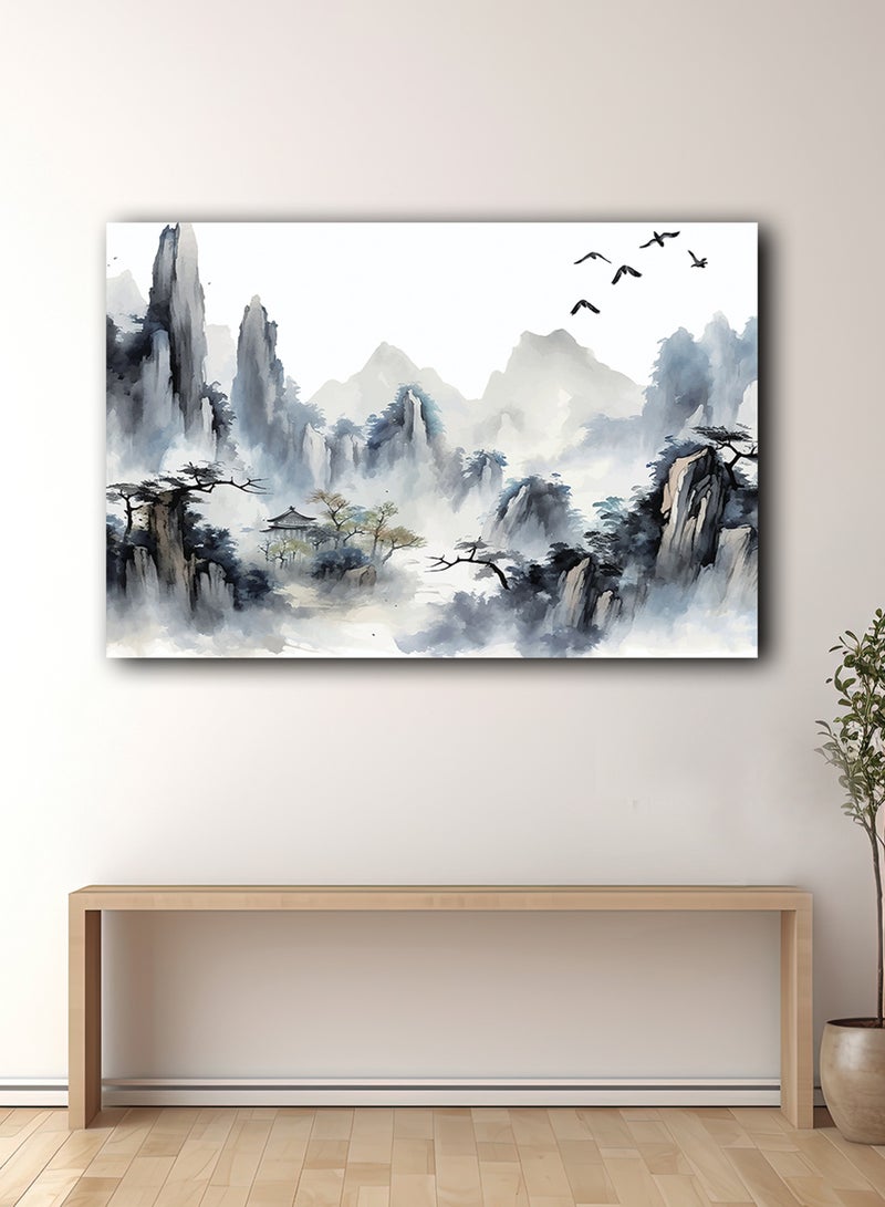 LOWHA Canvas Wall Art Stretched Over Wooden Frame with Landscape Abstract Painting - Image 1