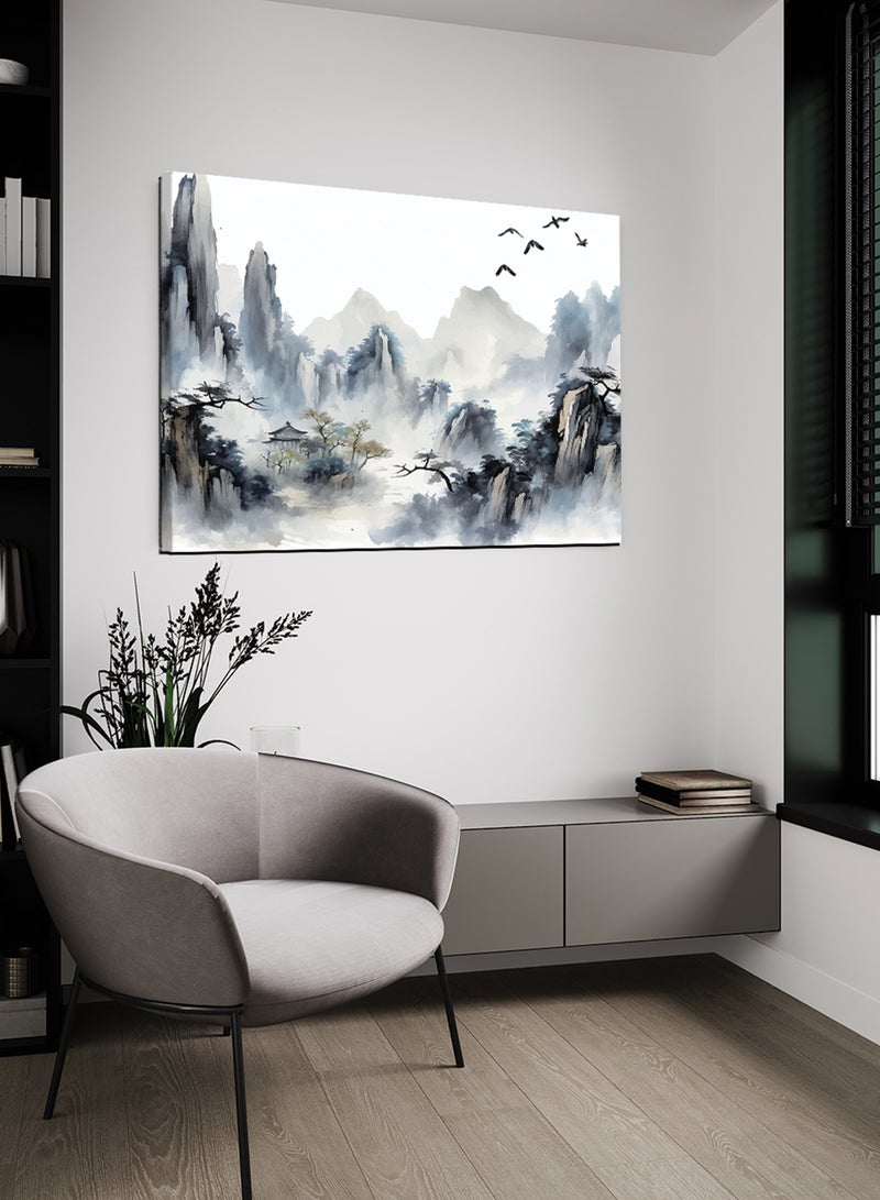 LOWHA Canvas Wall Art Stretched Over Wooden Frame with Landscape Abstract Painting - Image 3