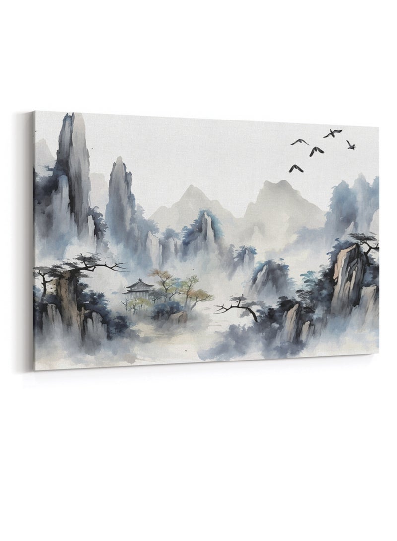 LOWHA Canvas Wall Art Stretched Over Wooden Frame with Landscape Abstract Painting - Image 4