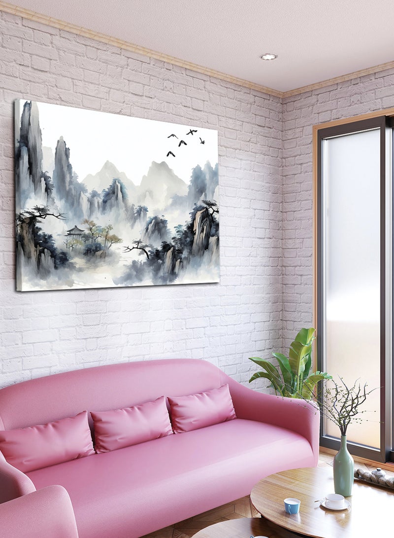 LOWHA Canvas Wall Art Stretched Over Wooden Frame with Landscape Abstract Painting - Image 2