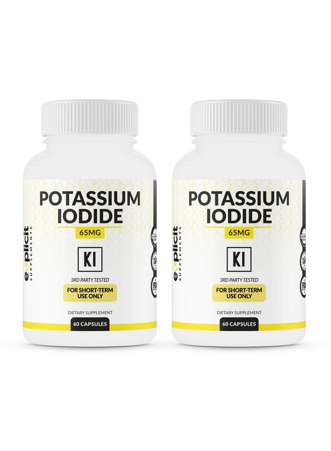eXplicit Supplements (2 Pack) Potassium Iodide Capsules 65mg Dose - 120 Servings - Thyroid Support & Defense - KI Potassium Iodine Thyroid Support Vitamins - Image 1