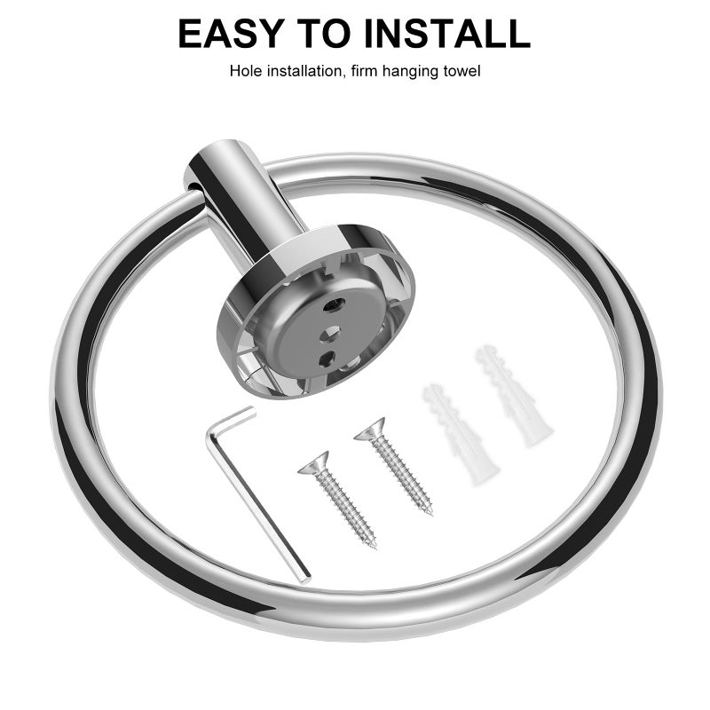 SetSail Towel Holder for Bathroom Wall Stainless Steel Hand Towel Ring Heavy Duty Towel Hanger for Bathroom, â€ŒMirror Silver - Image 4