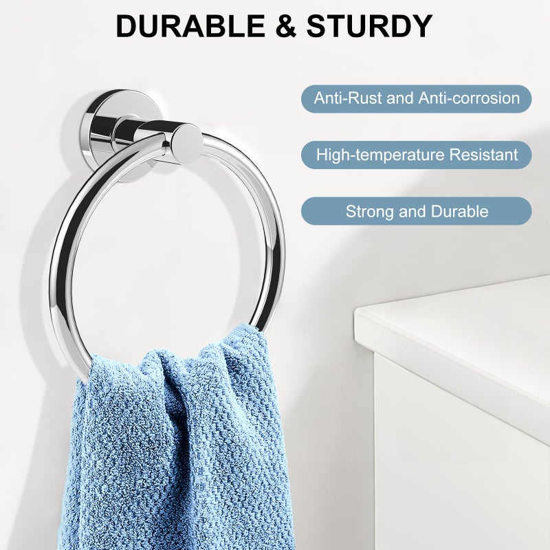SetSail Towel Holder for Bathroom Wall Stainless Steel Hand Towel Ring Heavy Duty Towel Hanger for Bathroom, â€ŒMirror Silver - Image 2
