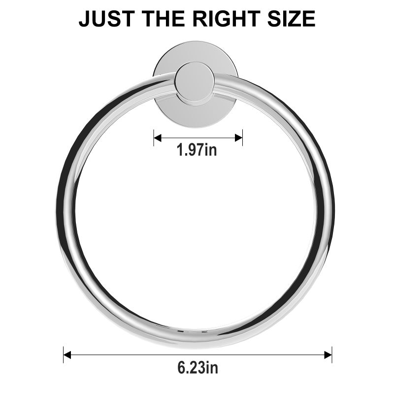 SetSail Towel Holder for Bathroom Wall Stainless Steel Hand Towel Ring Heavy Duty Towel Hanger for Bathroom, â€ŒMirror Silver - Image 5