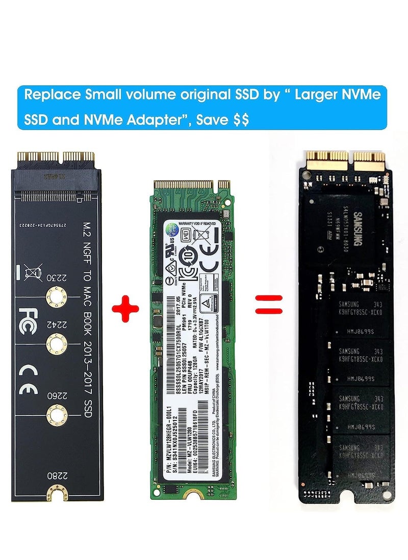 ماركة غير محددة محول ترقية M.2 NVMe SSD الى 12+16 دبوس لجهاز ماك بوك اير (2013-2017 عام) A1465 A1466 وماك برو (اواخر 2013-2015 عام)  - Image 2