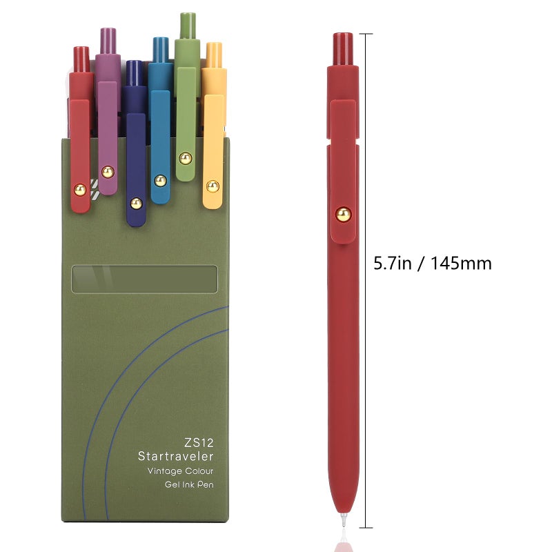FIOVER Gel Pens, 6pcs 0.7mm Fine Point Black Ink, Smooth Writing Pens for Journaling, Nurse Aesthetic Cute Office School Supplies, Gifts for Women and Men (6Pcs Gold Vintage -Black ink) - Image 5