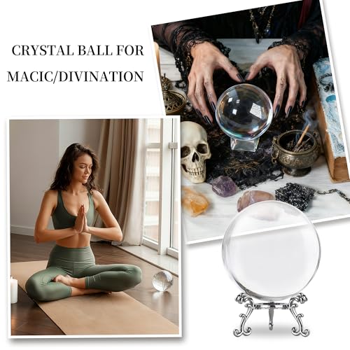 QIANCHANG 100mm Clear Crystal Ball with Stand, Photography Lensball Prop for Magical Shots, Optical Glass Sphere Decorative Balls Gifts for Meditation Divination - Image 5