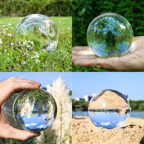 QIANCHANG 100mm Clear Crystal Ball with Stand, Photography Lensball Prop for Magical Shots, Optical Glass Sphere Decorative Balls Gifts for Meditation Divination - Image 3