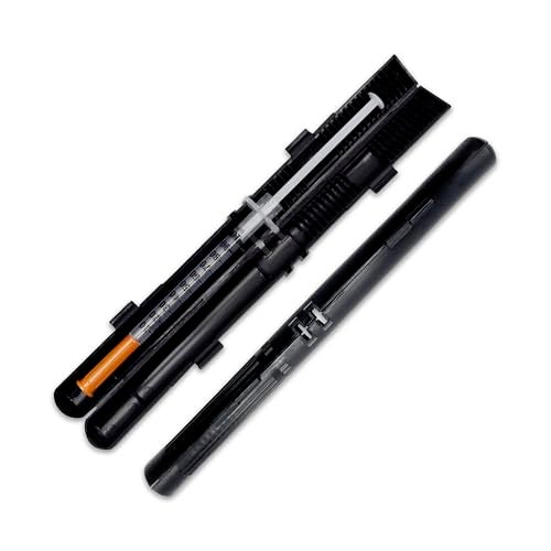 GMS 60 Unit Syringe Case Holds New Prefilled Used Syringes with Needles Small Discreet Ideal for Travel Sharps Container 2 Pack Black