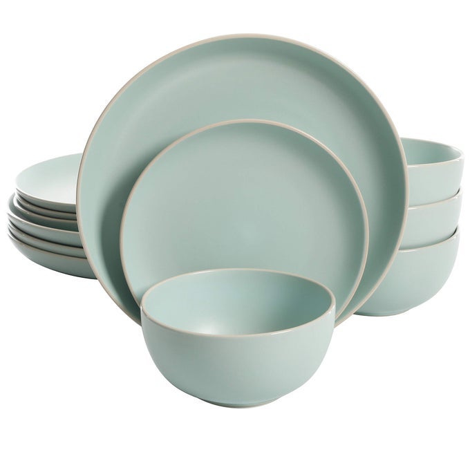 ROCKAWAY DINNERWARE TEAL MATTE SERVICE FOR 4 12PCS