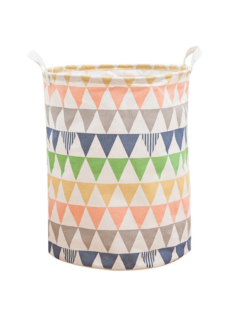 Generic Colourful Triangle Printed Foldable Laundry Basket With Handle Large Capacity Bathroom Cloth Storage Bag Washing Bin Multifunction Waterproof Lightweight Kids Toy Organizer  - Image 1