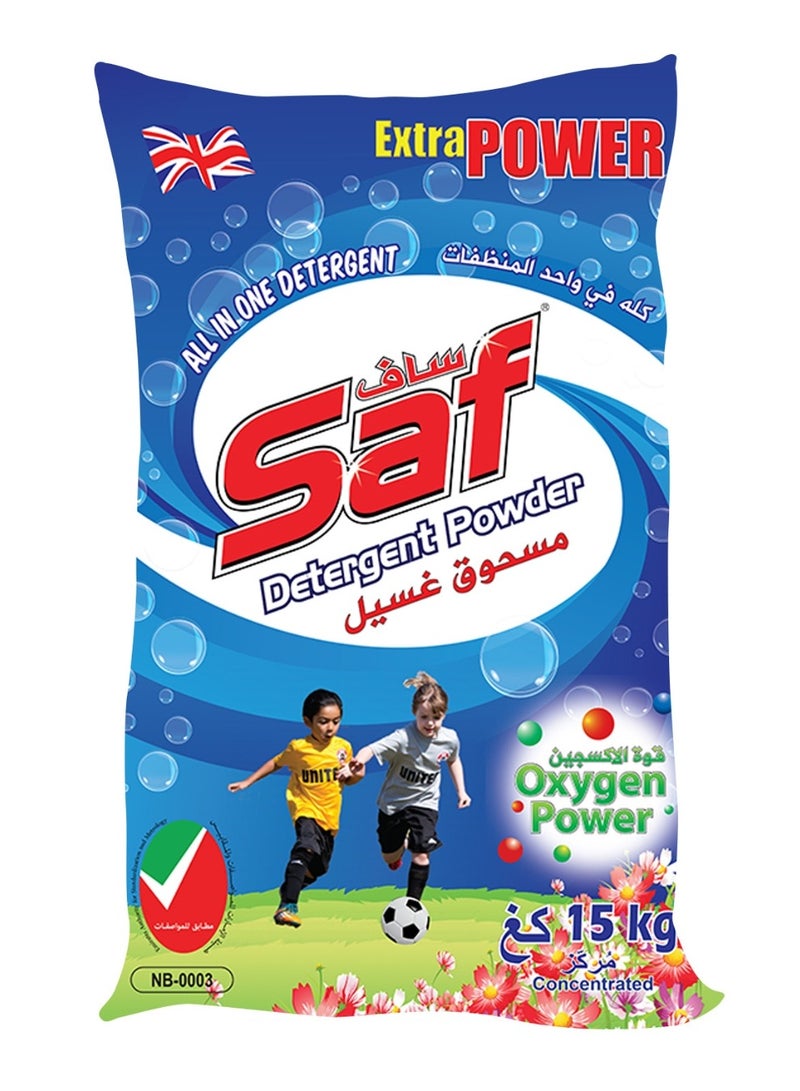 SAF Saf Detergent Powder Blue - 15kg | Powerful Stain Removal & Long-Lasting Freshness for All Laundry Types  - Image 1