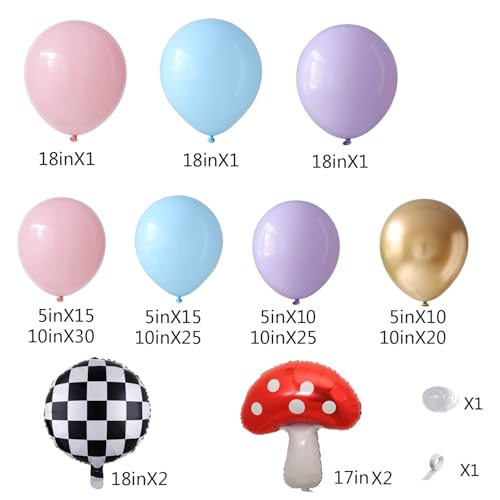 UAEYW 159Pcs Wonderland Balloon Arch Garland Kit Wonderland 1st Birthday Party Decorations Pastel Pink Blue Purple Metallic Gold Balloons for Onederland Baby Shower Garden Tea Party Spring Supplies - Image 2