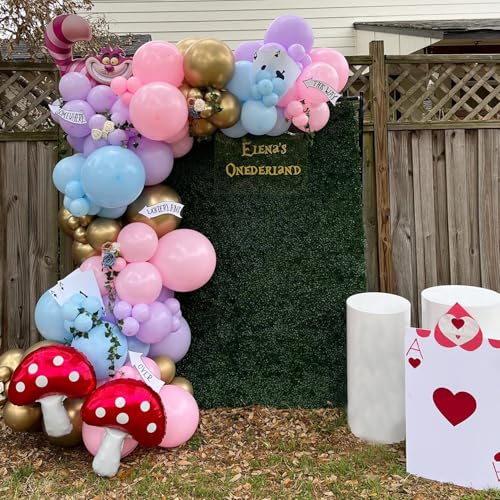 UAEYW 159Pcs Wonderland Balloon Arch Garland Kit Wonderland 1st Birthday Party Decorations Pastel Pink Blue Purple Metallic Gold Balloons for Onederland Baby Shower Garden Tea Party Spring Supplies - Image 3