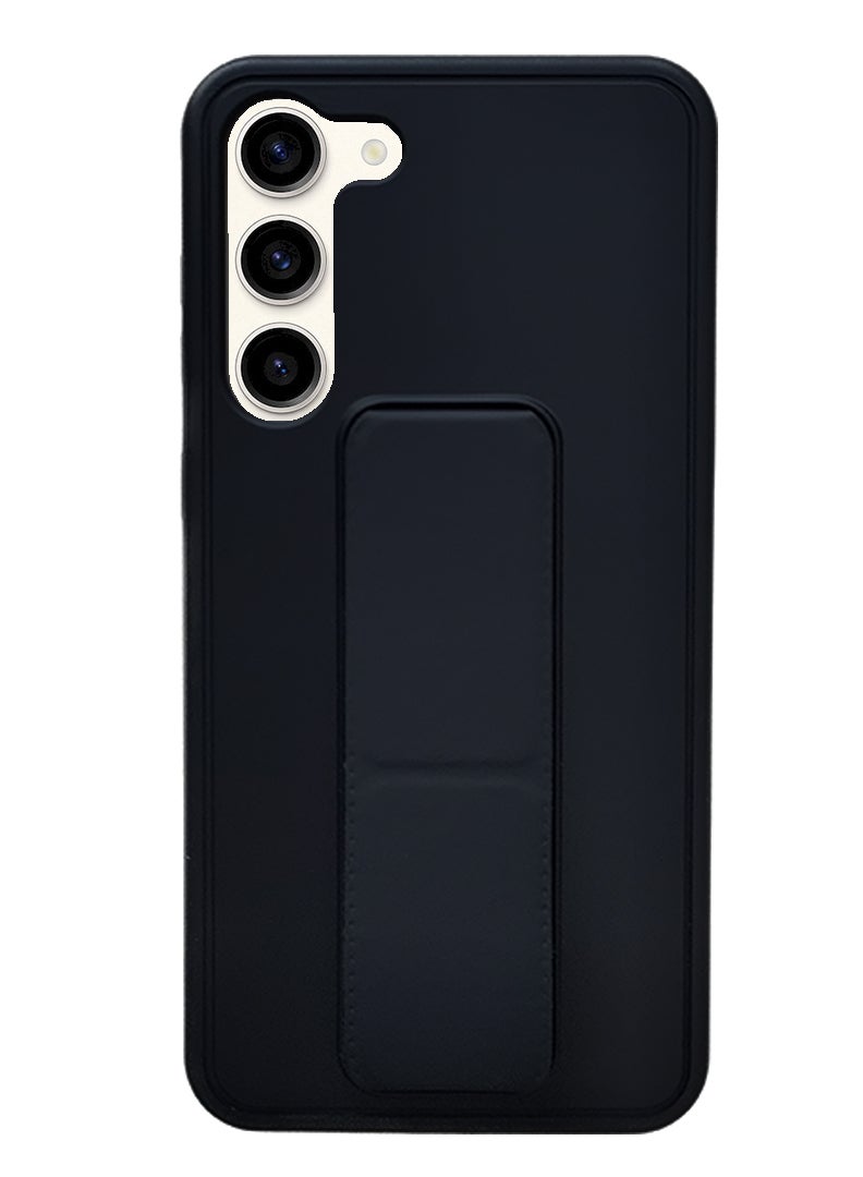 Theodor Fully Covered With Finger Grip Stand Holder Anti Slip Shockproof Silicone Protective Case Cover For Samsung S23 Plus Black - Image 2