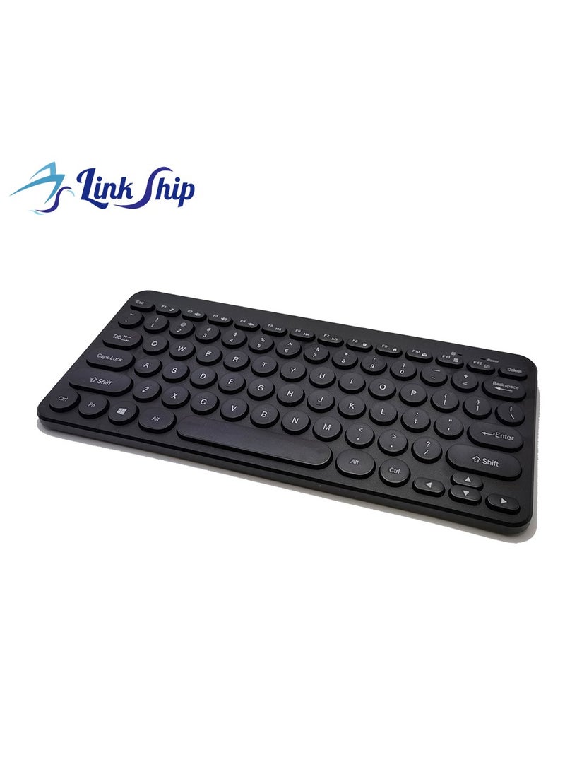 linkship Portable Bluetooth Keyboard – Slim Wireless Keyboard for iPad, Windows, Android – Compact & Lightweight – Bluetooth 5.0 – Battery Powered (Black)  - Image 1
