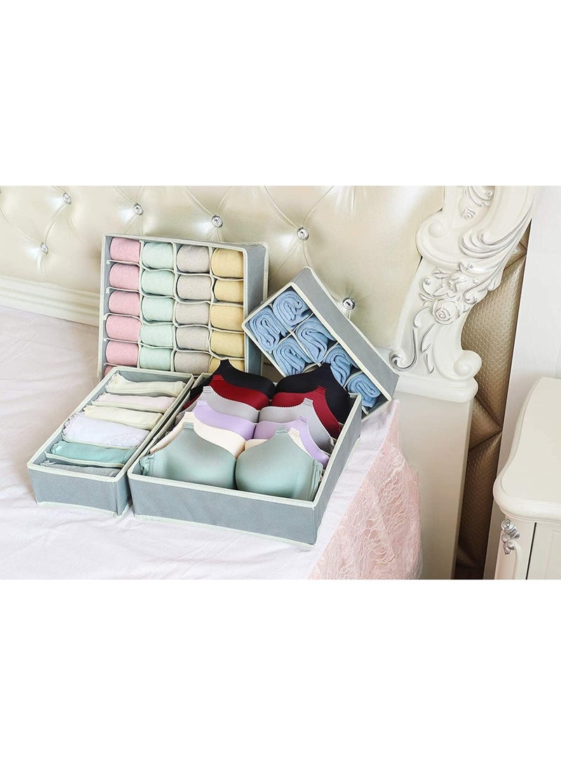 Arabest 4 Pack Foldable Underwear and Bras Drawer Organizers, Fabric Closet Dresser Drawers Organizers Dividers, Clothing Storage Organizers Box for Lingerie, Panties, Socks, Briefs,Ties, Gray  - Image 5
