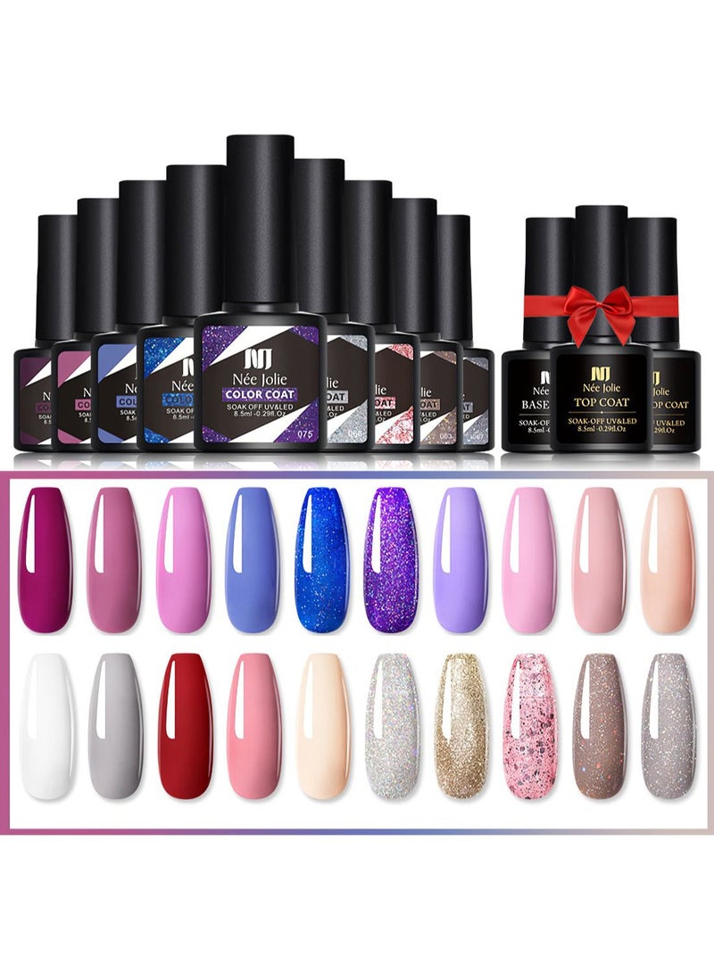 Nee Jolie 23Pcs Gel Nail Polish Set with 20 Colors Gel Nail and Base Gel Top Coat Matte Top Coat for Nail Art Salon for Women - Image 1