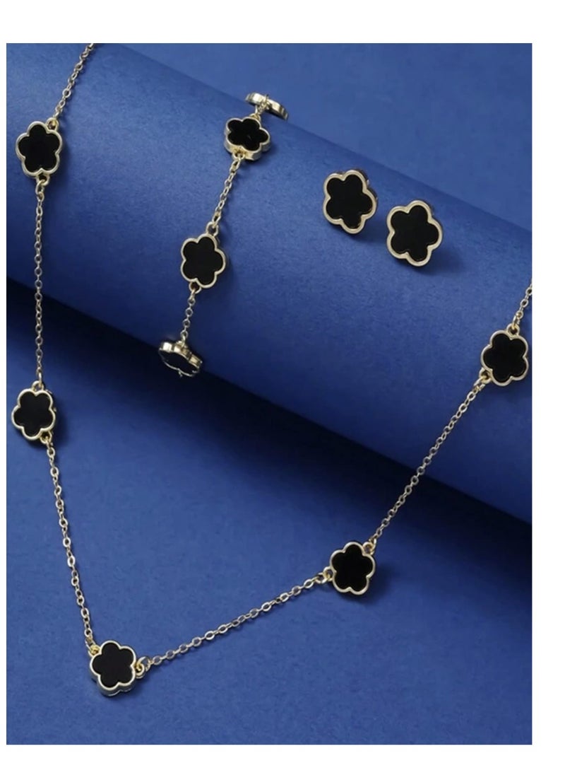 Generic European and American Style Fashion Plant Inspired Necklace Bracelet Earrings Set 4 Piece Set  - Image 5