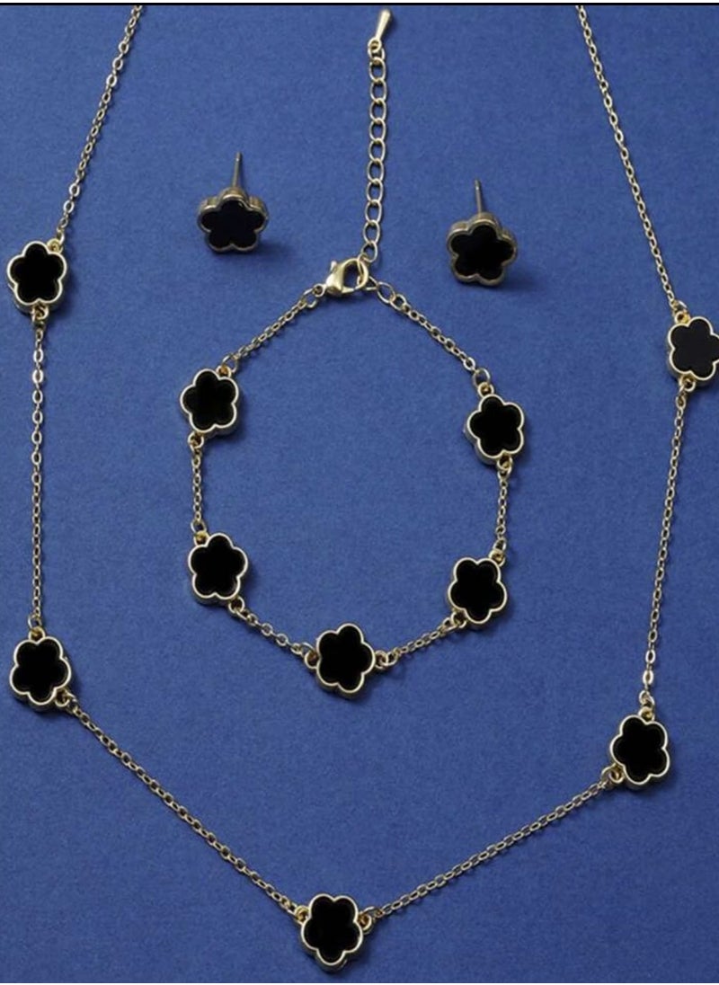 Generic European and American Style Fashion Plant Inspired Necklace Bracelet Earrings Set 4 Piece Set  - Image 4