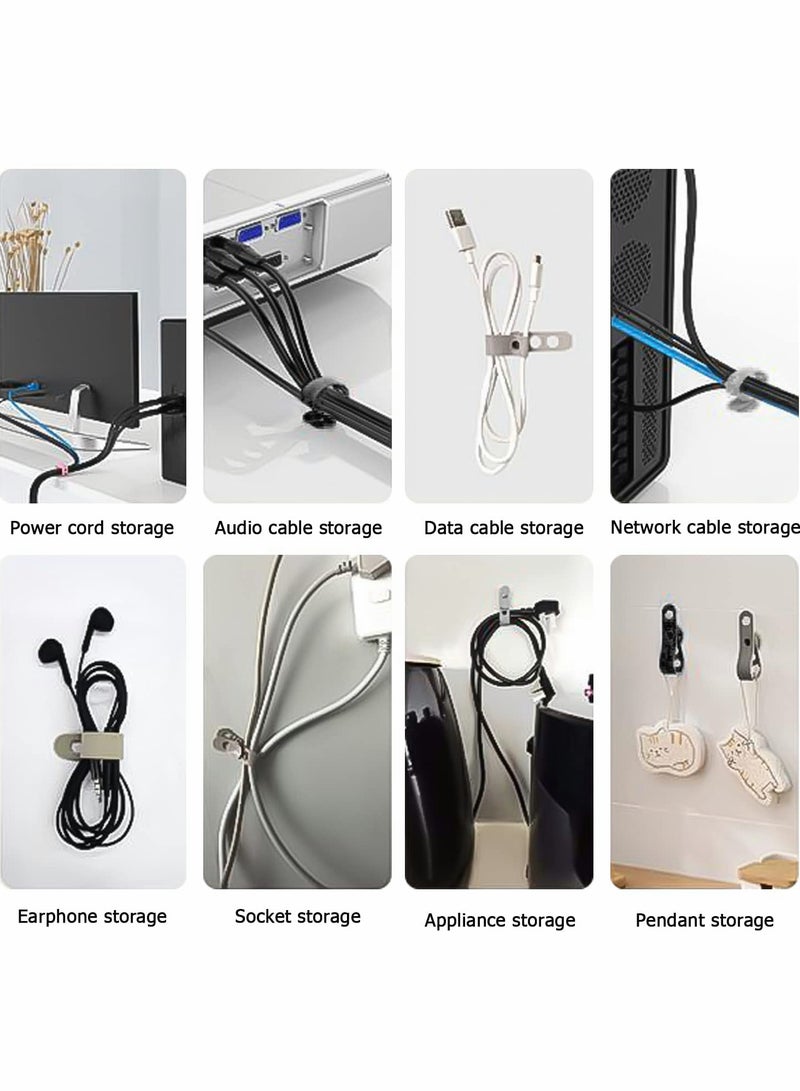 إسكدنيا Silicone Cable Ties, 16Pcs Reusable Cord Organizer with Suction Cup - Image 3
