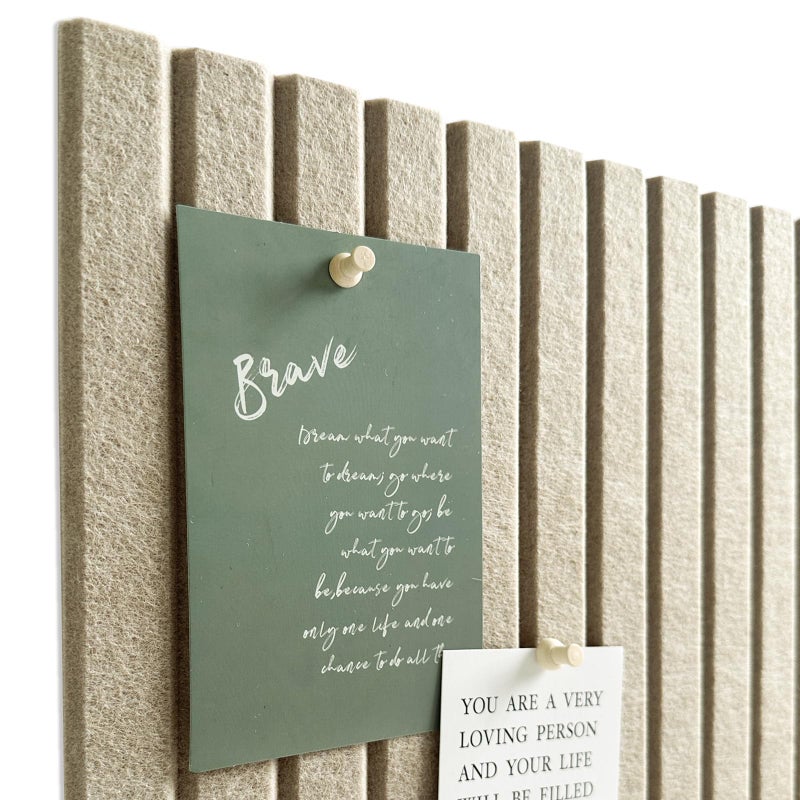 AkuDecor Large Cork Board for Office, 8 Pack Felt Wall Tiles with Slat Wall Paneling and Safe Removable Adhesive Tabs, Felt Bulletin Board Pin Board Cork Boards for Walls - Tan - Image 3