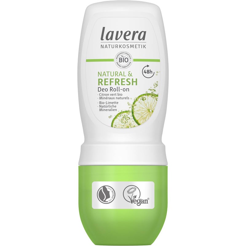 lavera Deo Roll-On Natural & Refresh - Roll On Deodorant for 48h Protection - with Natural Minerals & Lime - Aluminum Free - PETA Certified - Vegan - Made in Germany - 1.7 Fl Oz - Image 1