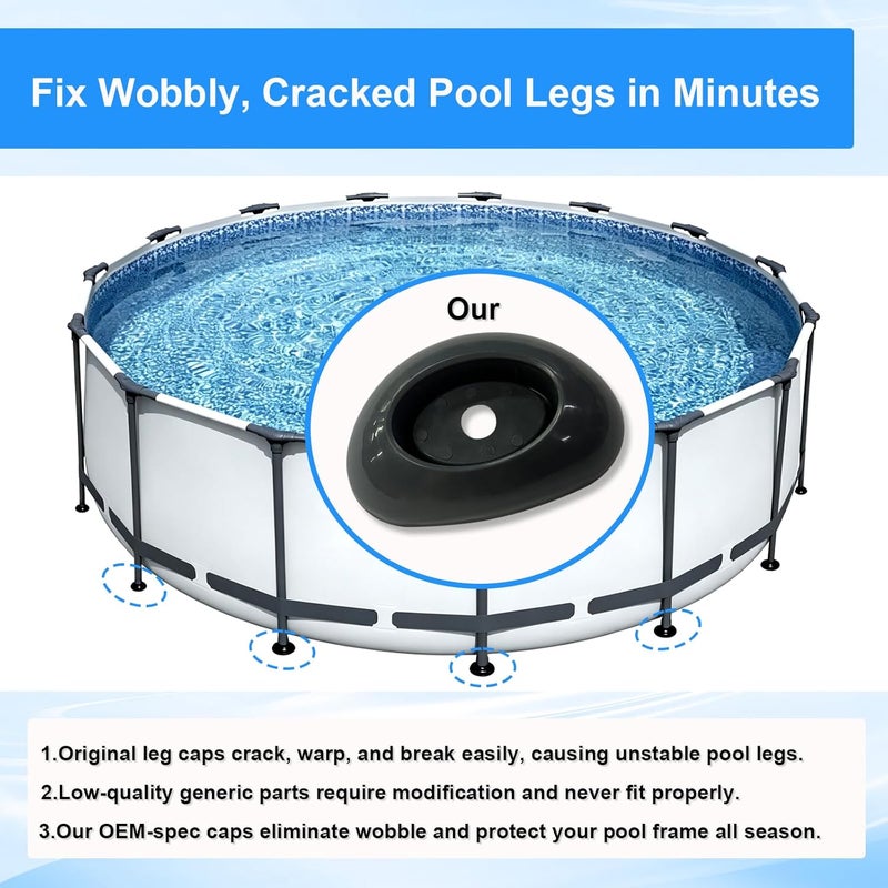 EAYBOMC 2 Pcs Footing Leg Cap Above-Ground Pool Replacement for Bestway Steel Pro MAX & Power Steel 16Ft /18Ft x 48In Frame Pool, Bestway P61802 Footing Leg Cap Grey - Image 5
