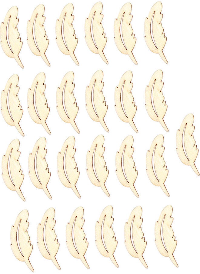 NIBEMINENT 25-Piece Wooden Feather Photo Album Decoration Yellow ‎6x5.2x2.2cm - Image 1