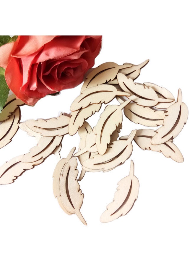 NIBEMINENT 25-Piece Wooden Feather Photo Album Decoration Yellow ‎6x5.2x2.2cm - Image 4