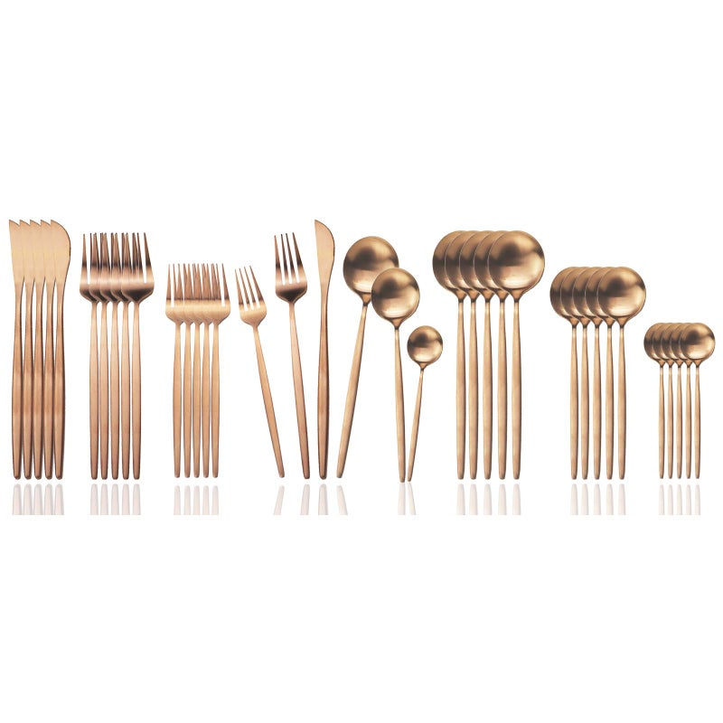 JASHII Silverware Set 36 Piece Food Grade Stainless Steel Flatware Set Fork Spoon Knife Utensils for Daily Use and Party Service for 6 Anti Rust Safe in Dishwasher Matte Rose