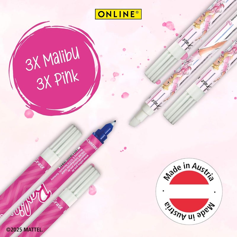 Online Barbie Ink Eraser 6 x I Ink Killer for Erasing and Overwriting in Great Barbie Designs I Removal and Correction Blue Ink I Erasable Ink Colour Blue I Value Pack - Image 3
