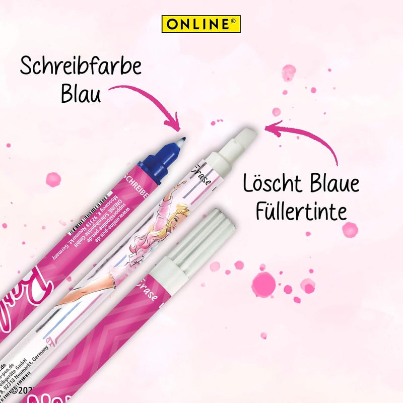 Online Barbie Ink Eraser 6 x I Ink Killer for Erasing and Overwriting in Great Barbie Designs I Removal and Correction Blue Ink I Erasable Ink Colour Blue I Value Pack - Image 4