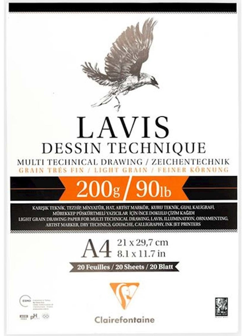 Clairefontaine Multi Technical Lavis A4 Sticky Notebook 20 Sheets 